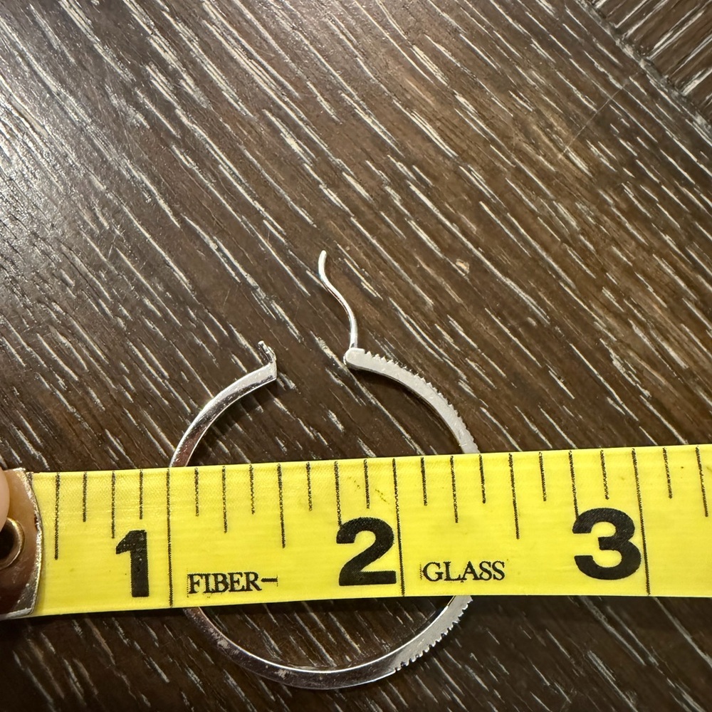 Sterling Silver Black Diamond Hoop Earrings - Women Jewelry - Picture 4 of 5